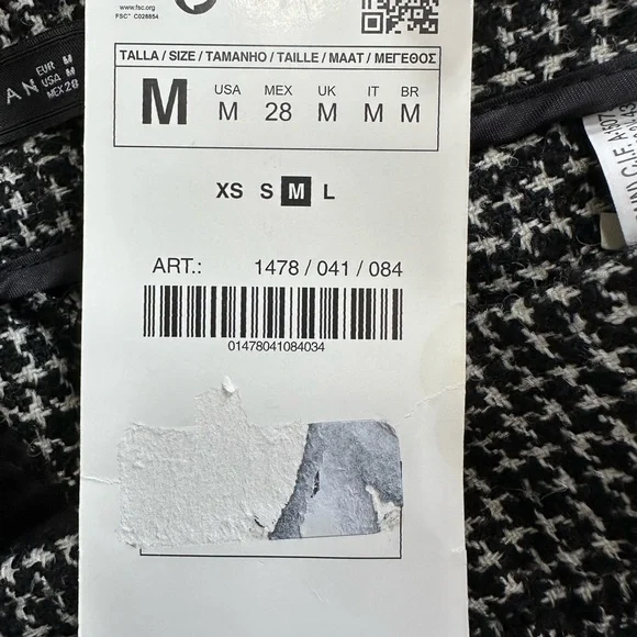 ZARA.  2 piece black and white houndstooth set, NWT, Sz M - Picture 6 of 6